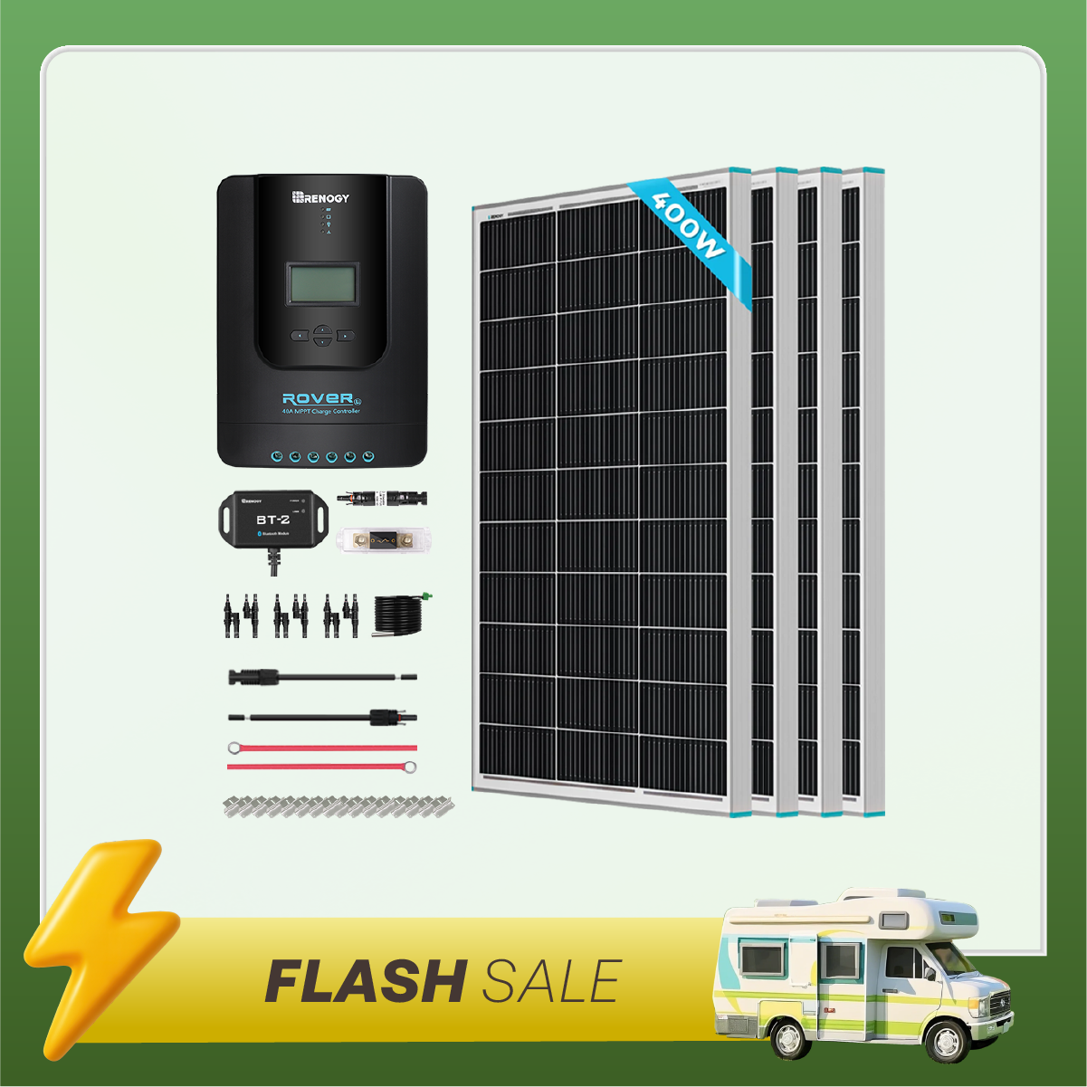400W 12V Solar Panel Kit with Optional Smart Monitoring