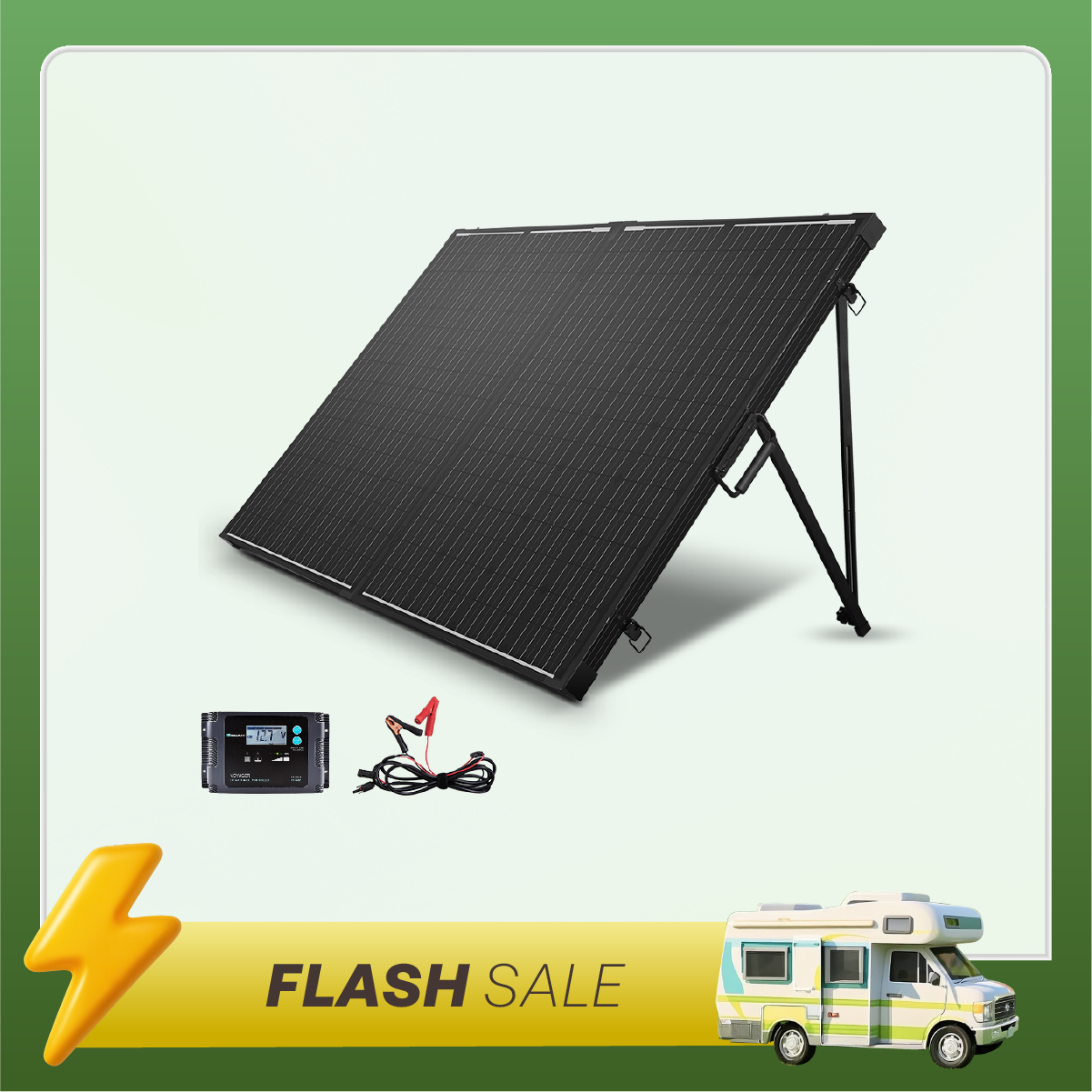 200W Portable Solar Panel Suitcase w/ 20A PWM Controller