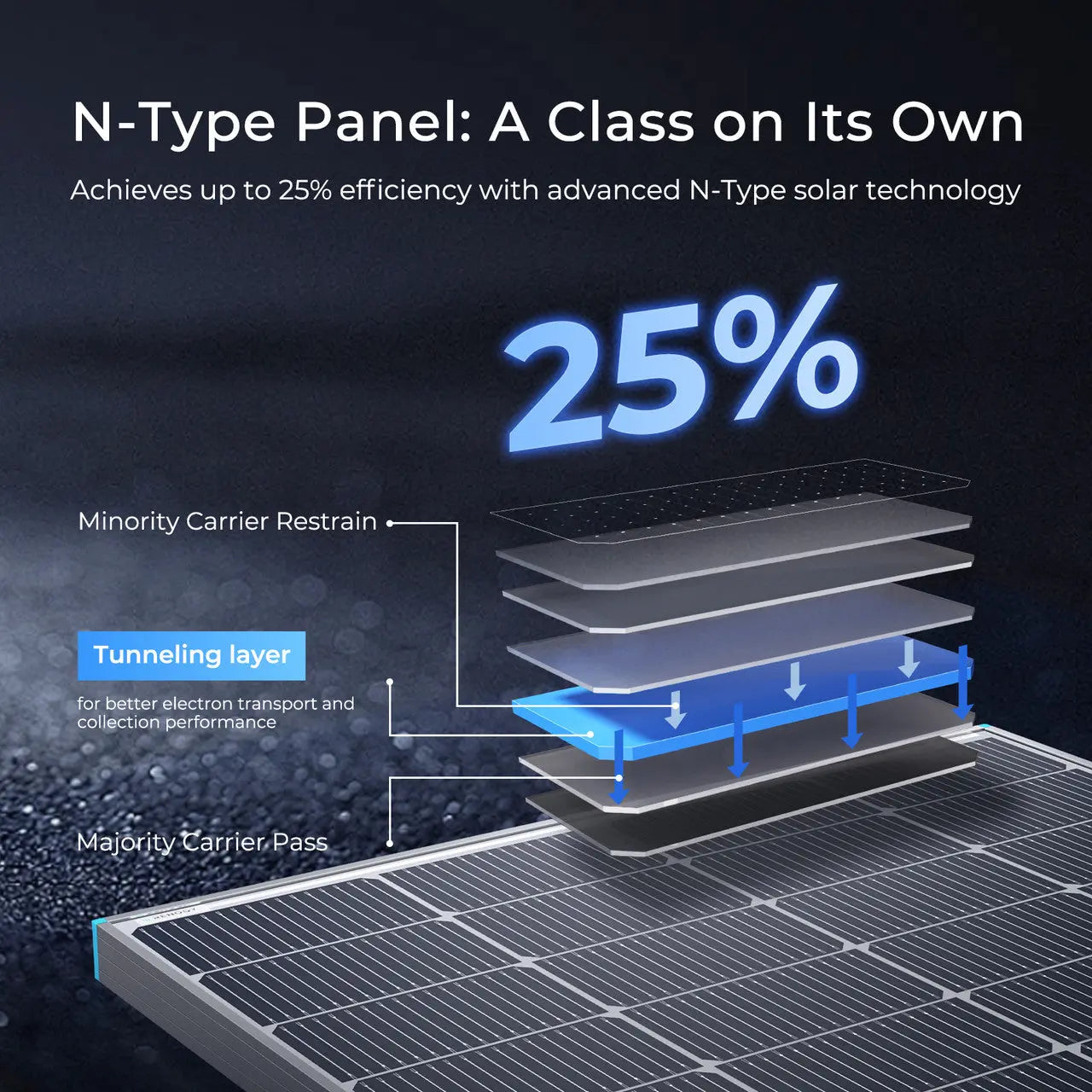 250W N-Type Bifacial Solar Panel