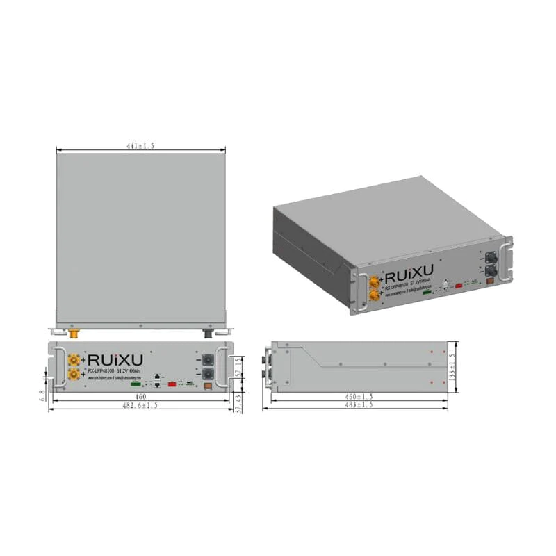Inverters R Us RUiXU RX-LFP48100-H 19in Server Rack 3U Battery Self-Heating