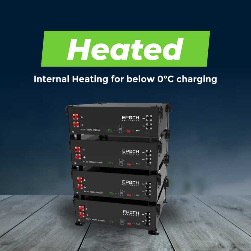 Inverters R Us EPOCH 48V 100Ah 5.12kWh Self-Heating Server Rack Lithium Battery