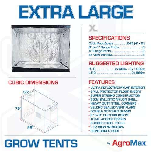 Supply 2000w XL 4' x 8' Organic Soil Grow Tent Kit