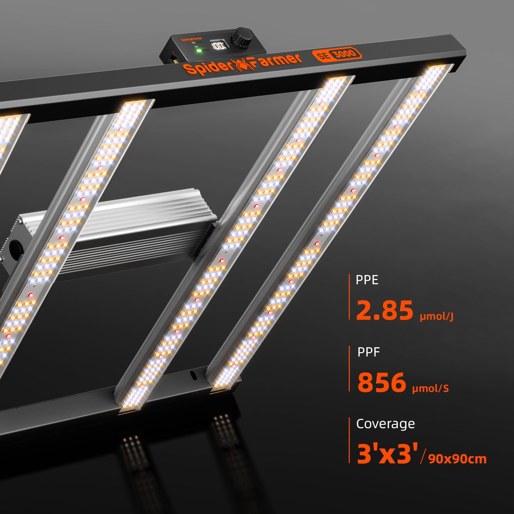 Spider Farmer SE3000 300W LED Grow Light Dimmable Bluetooth & WiFi Smart APP Control For 3x3FT Grow Tent Indoor Plants