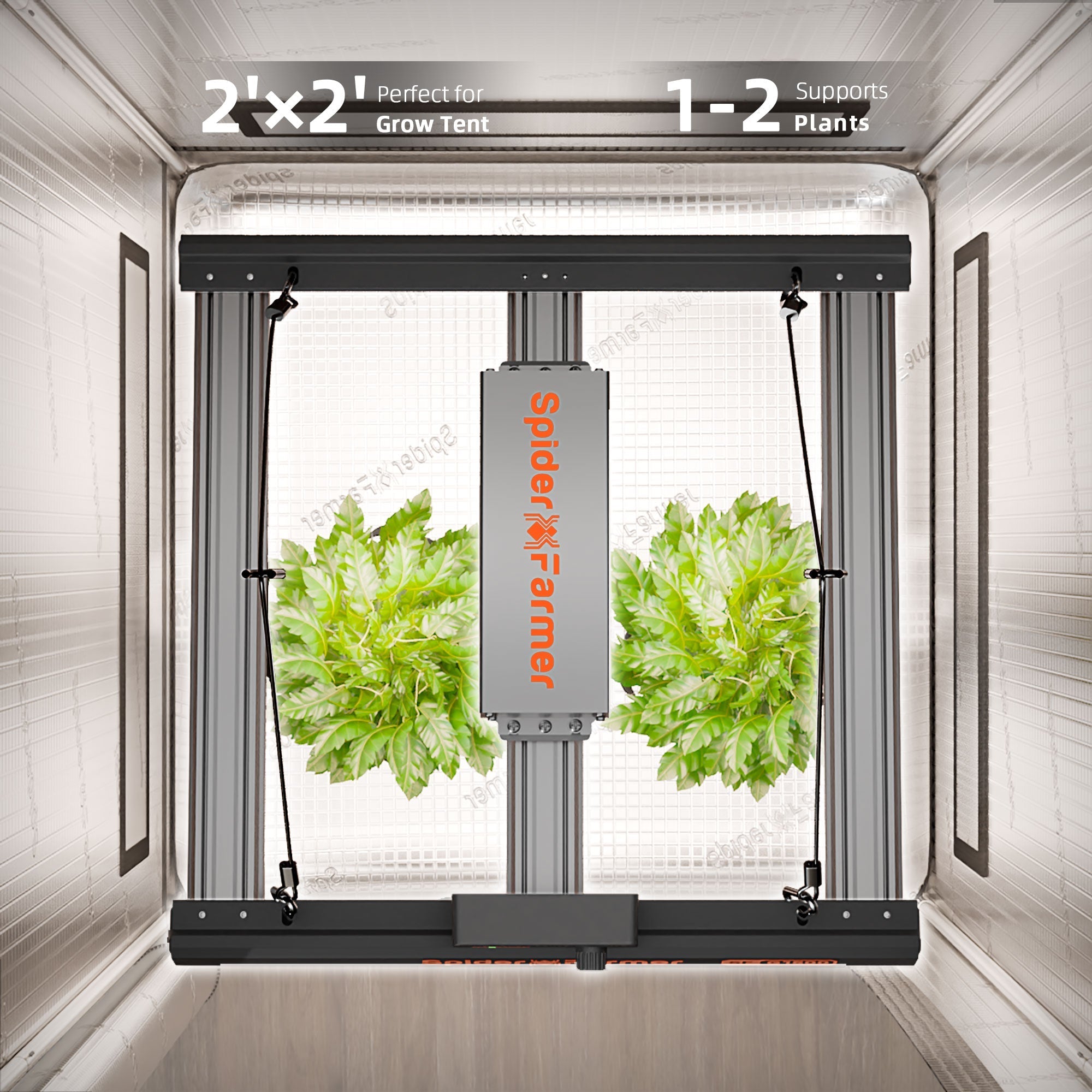 Spider Farmer G1500 150W WiFi & Bluetooth App-Controlled Dimmable Cost effective Full Spectrum High Yield LED Grow Light for 2X2 / 3X3 Grow Tent