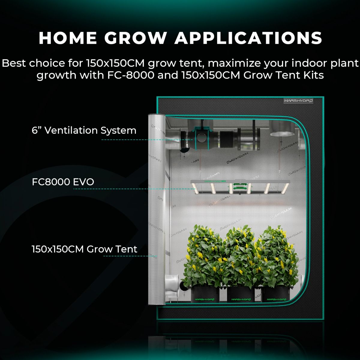 Mars Hydro FC 8000-EVO 800W Samsung LM301H EVO Full Spectrum LED Grow Light - Comparison View