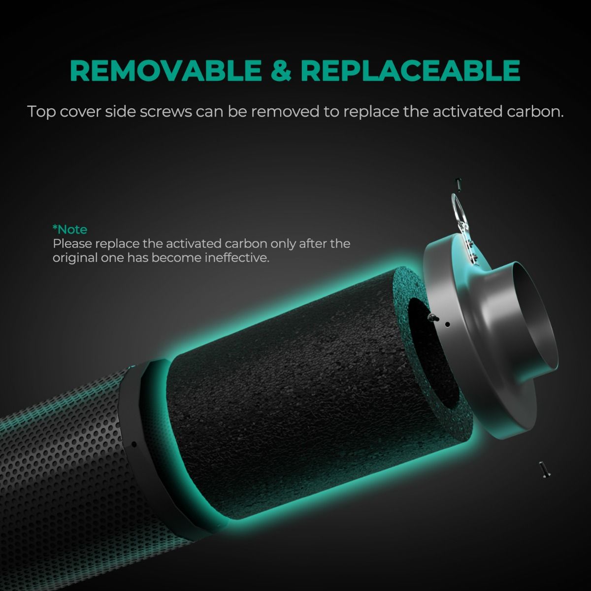Mars Hydro 4 Inch Refillable Carbon Filter Odor Control - Feature View