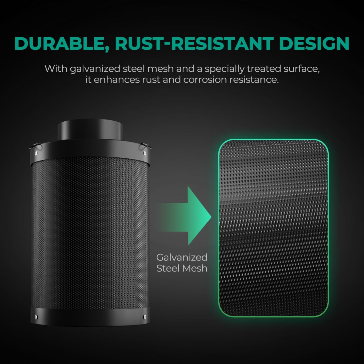 Mars Hydro 4 Inch Refillable Carbon Filter Odor Control - Usage View