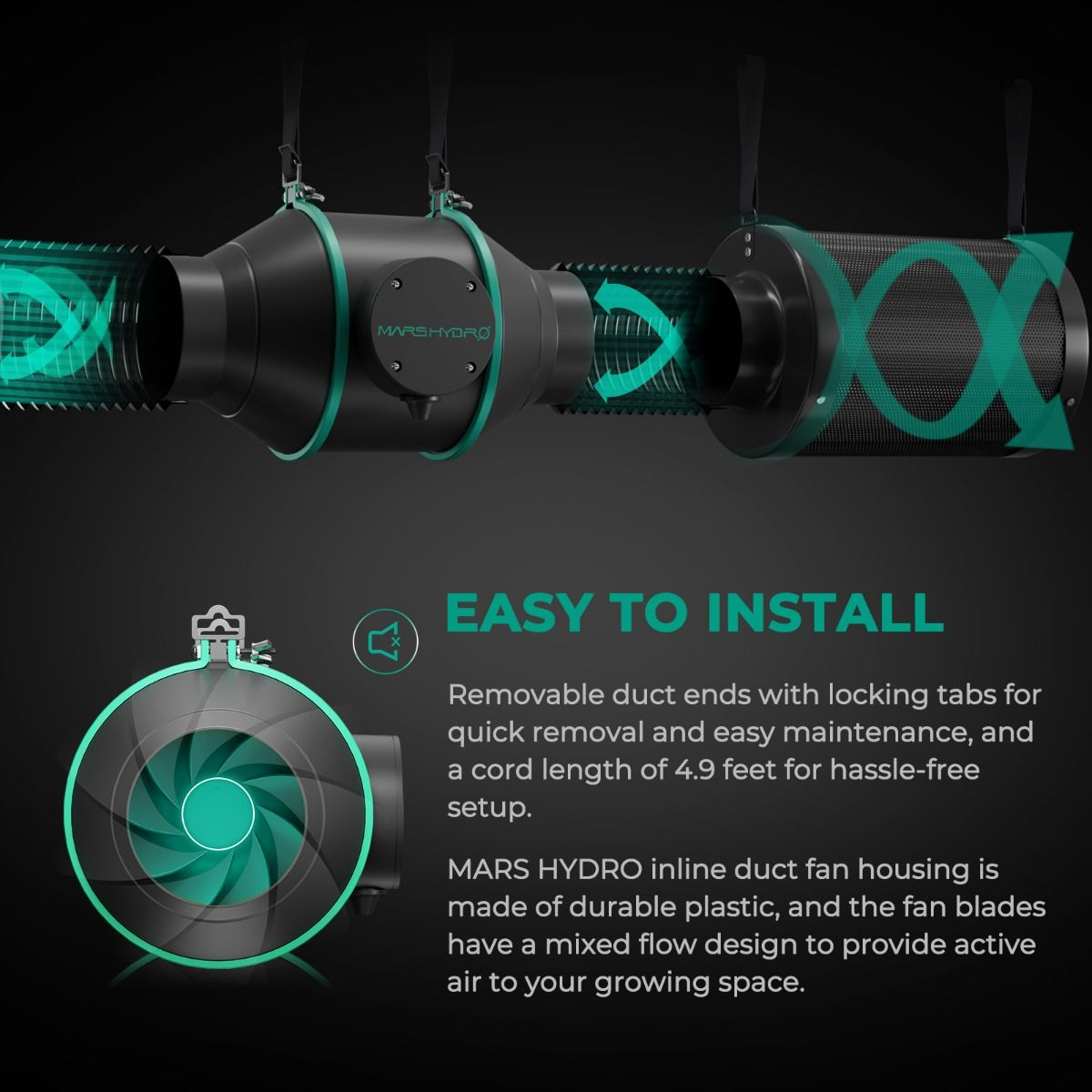 Mars Hydro 4 Inch Inline Fan And Carbon Filter Combo With Thermostat Controller - Spectrum View
