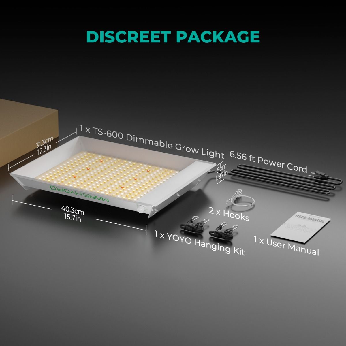 [2026 New Dimmable Version] Mars Hydro TS600 Essential 100W Full Spectrum LED Grow Light for Beginners - Close-up View