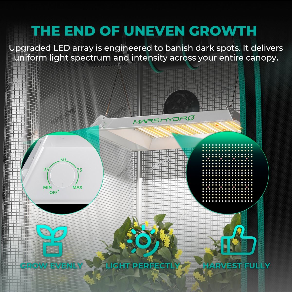 [2026 New Dimmable Version] Mars Hydro TS600 Essential 100W Full Spectrum LED Grow Light for Beginners - Usage View