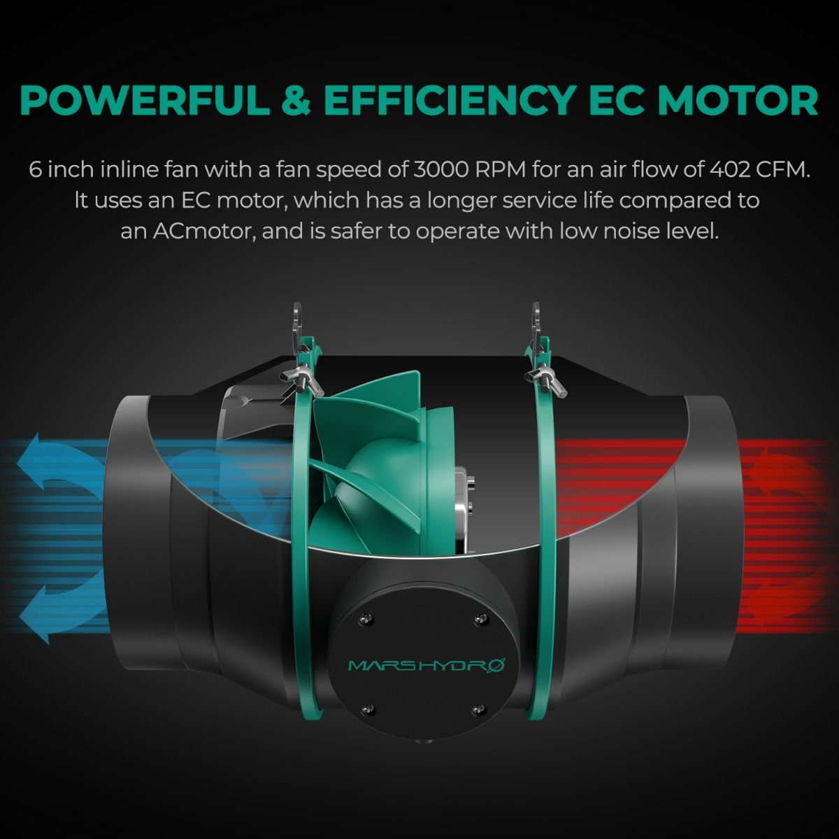 Mars Hydro 6 Inch Inline Fan And Carbon Filter Combo With Thermostat Controller - Detail View