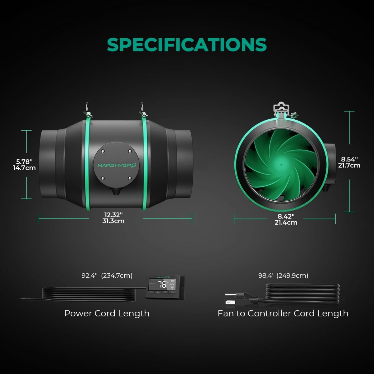 Mars Hydro 6 Inch Inline Fan And Carbon Filter Combo With Thermostat Controller - Setup View