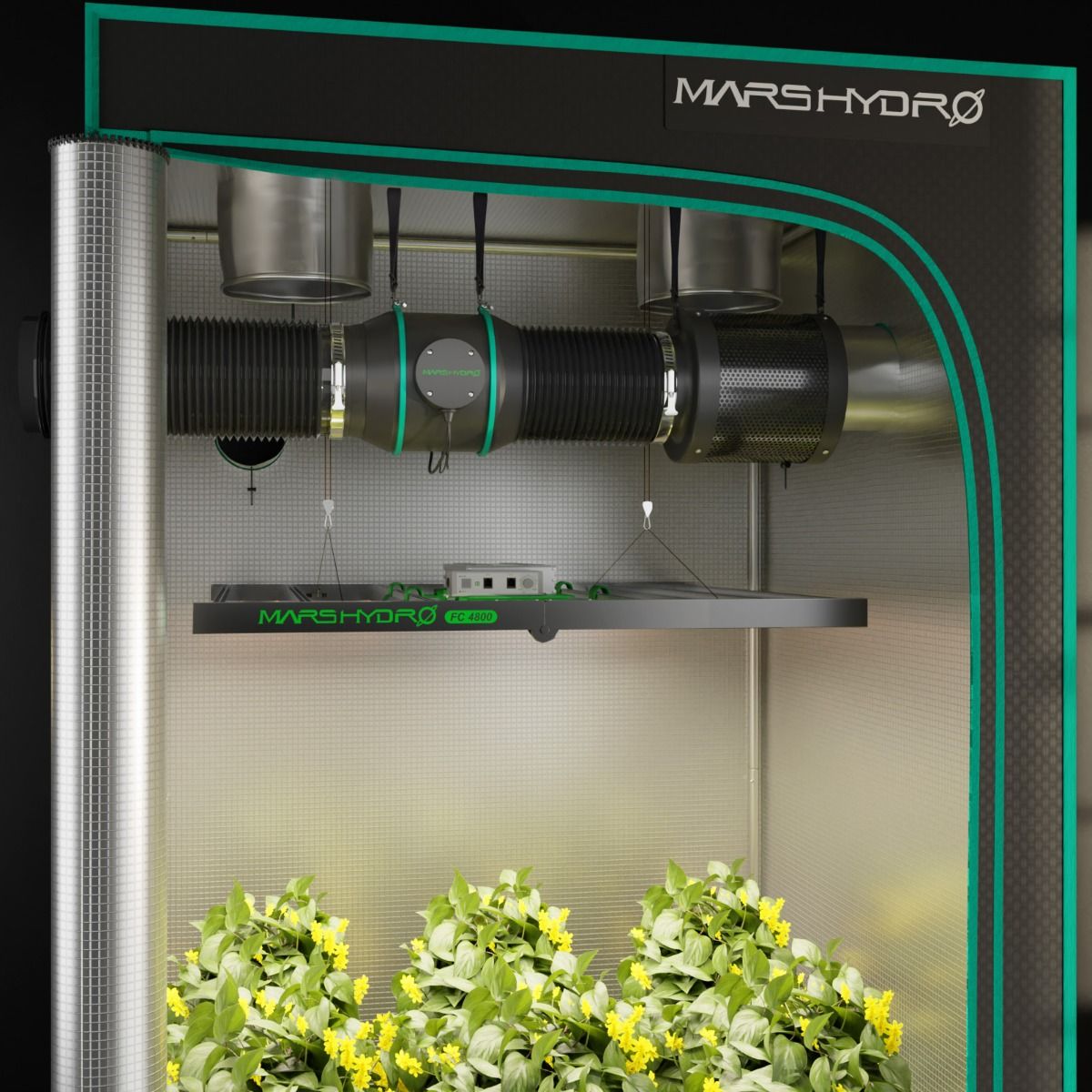 Mars Hydro 6 Inch Inline Fan And Carbon Filter Combo With Thermostat Controller - Performance View