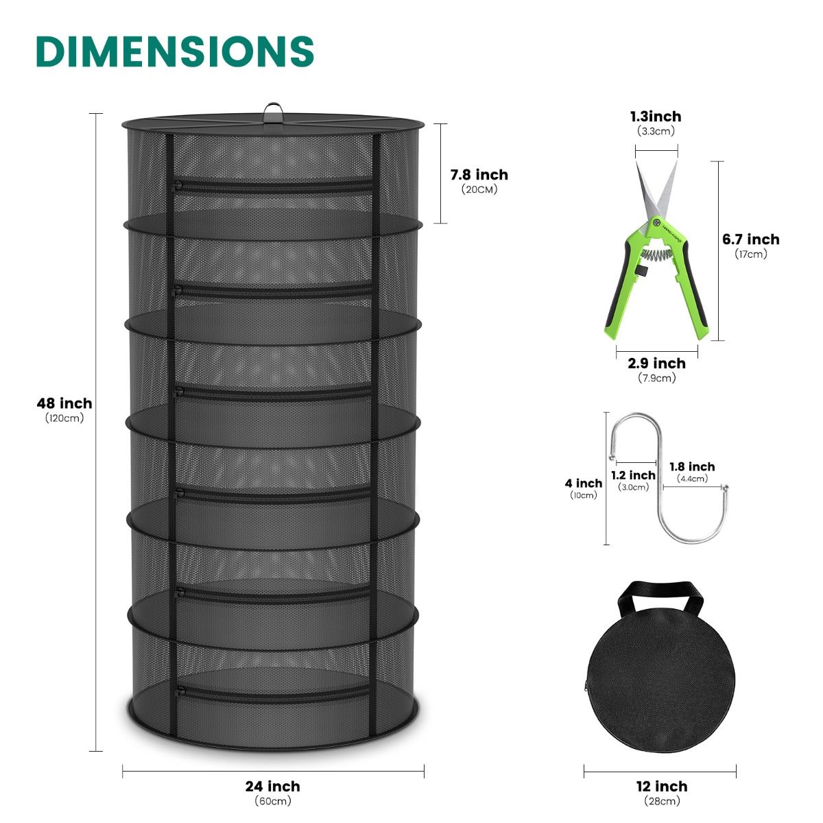 Mars Hydro 6-Layer Mesh Herb Drying Rack With Pruning Shear - Detail View
