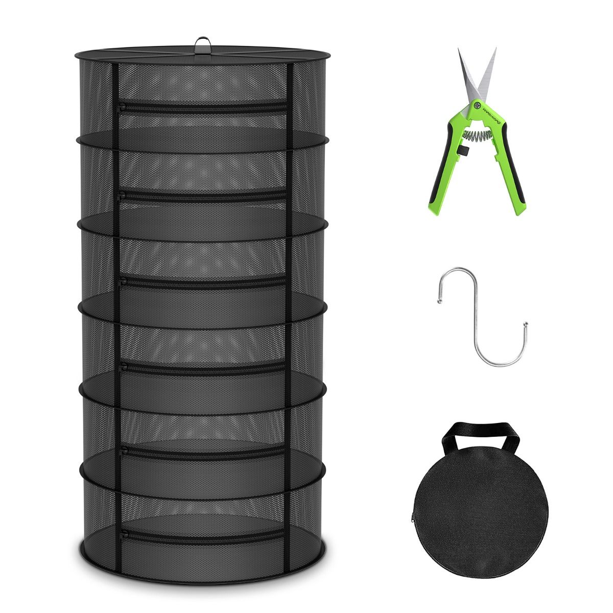 Mars Hydro 6-Layer Mesh Herb Drying Rack With Pruning Shear - Front View