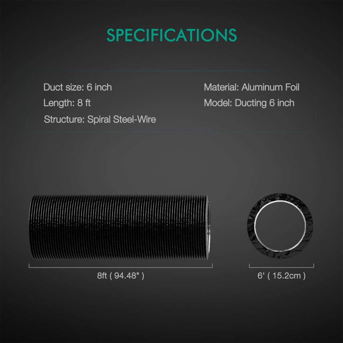 Mars Hydro 6-inch 8-foot Flexible Ventilation Duct - Spectrum View