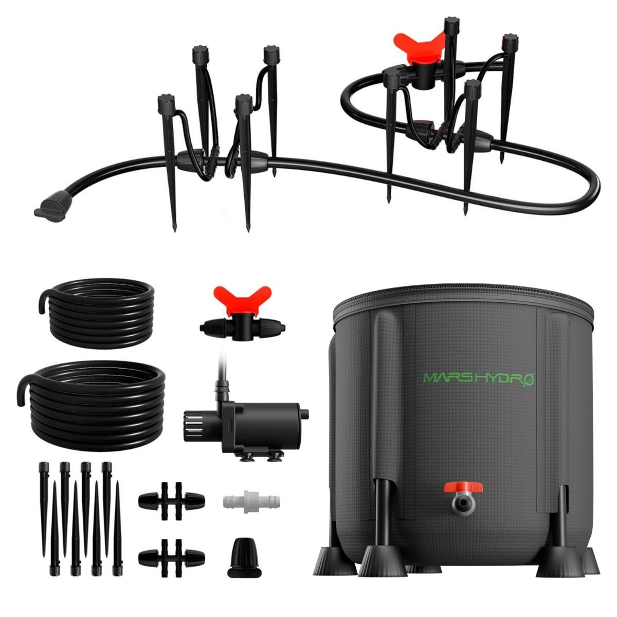 Mars Hydro New Foldable Bucket Drip Irrigation Kits for 8 Indoor Growing Plants - Front View
