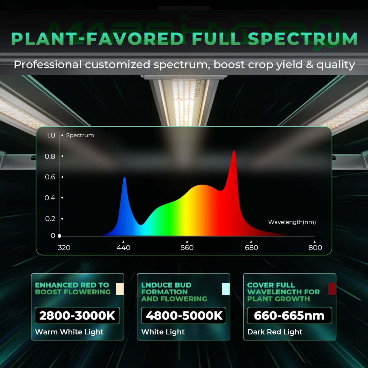 Mars Hydro Smart Dimmable FC-E6500 BridgeLux 730W Commercial Full Spectrum LED Grow Light for Indoor Plants - Usage View