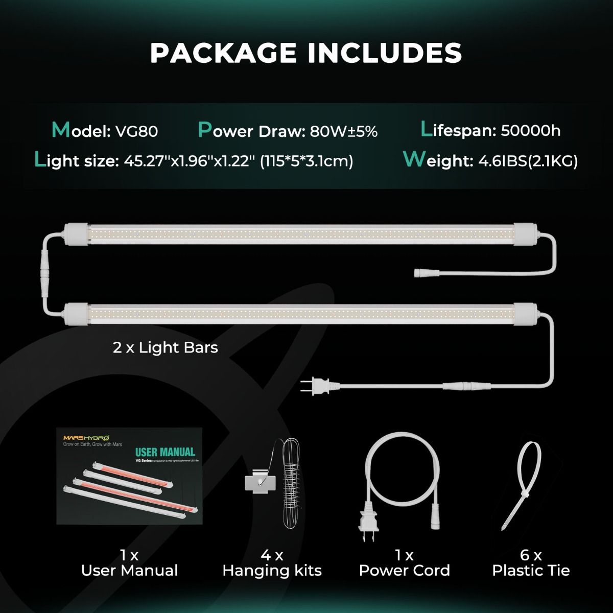 Pre-order Mars Hydro VG80 LED T5 Grow Lights Seedling Veg and Cloning Hydroponic Garden - Setup View