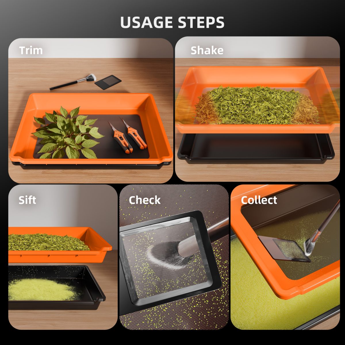Spider Farmer 2-In-1 Trim Tray 150 Micron 100 Mesh Screen for Pollen & Herb | 2 Pruning Shears | Card Magnifier | Grow Harvest Accessories | Use-Friendly Ergonomic Design