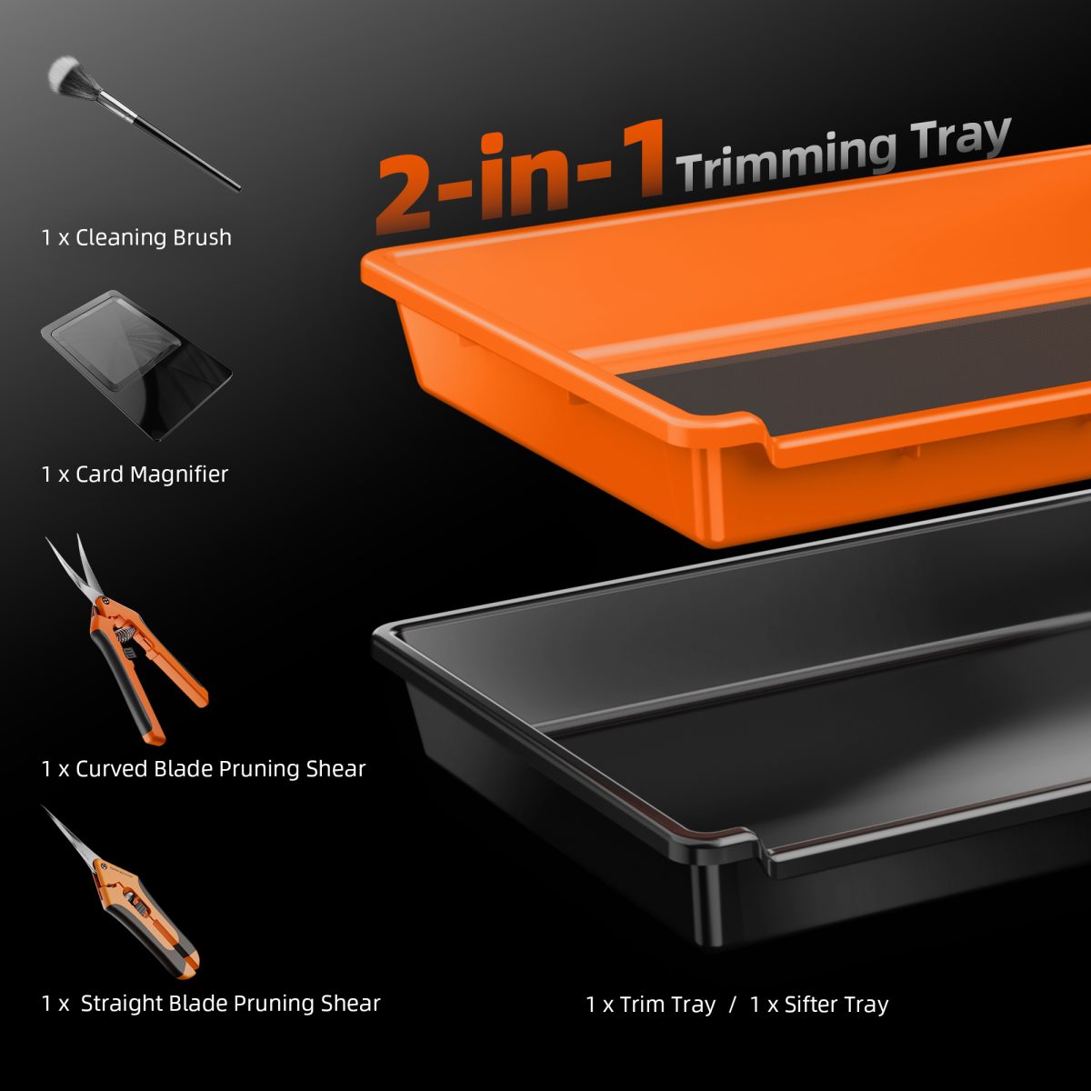 Spider Farmer 2-In-1 Trim Tray 150 Micron 100 Mesh Screen for Pollen & Herb | 2 Pruning Shears | Card Magnifier | Grow Harvest Accessories | Use-Friendly Ergonomic Design
