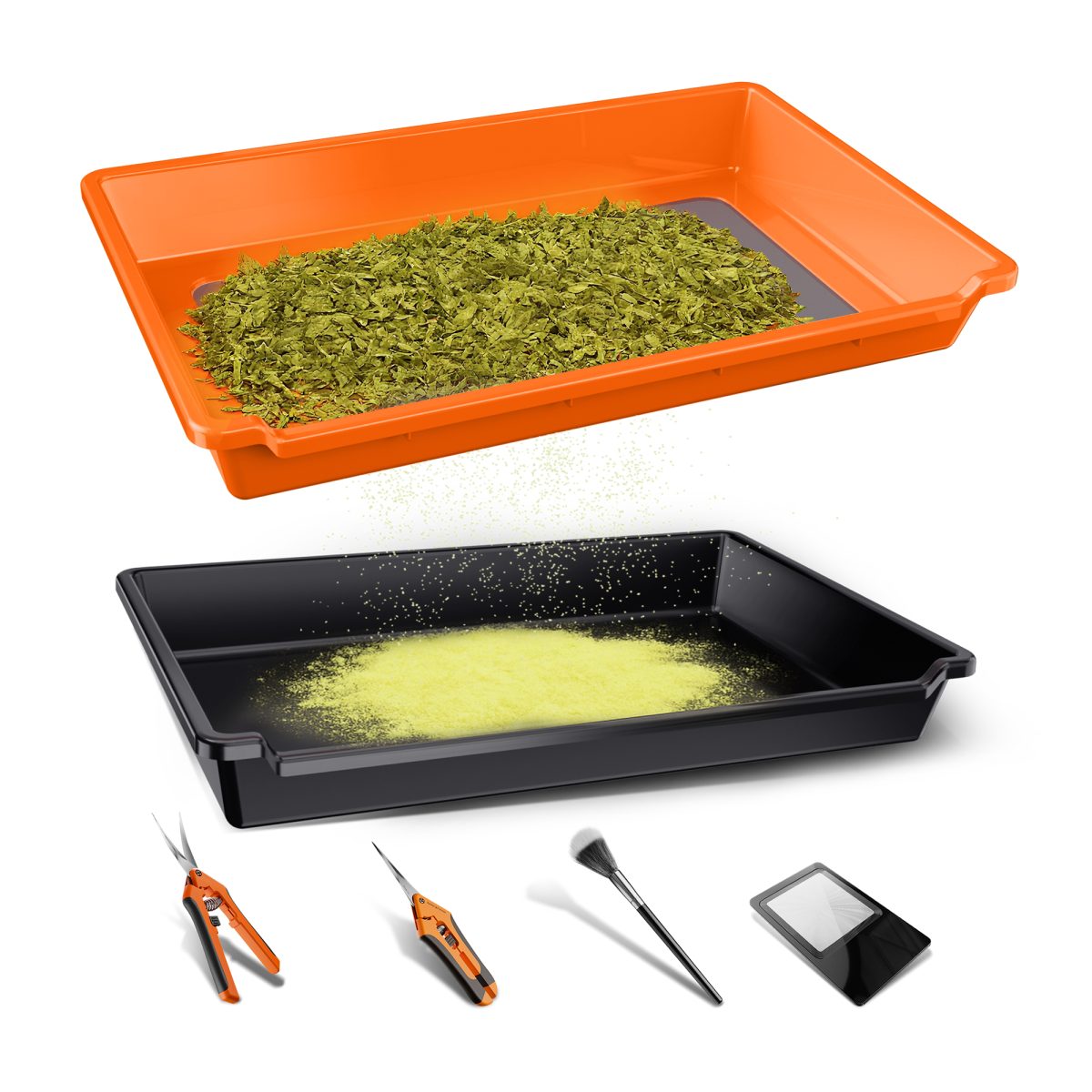 Spider Farmer 2-In-1 Trim Tray 150 Micron 100 Mesh Screen for Pollen & Herb | 2 Pruning Shears | Card Magnifier | Grow Harvest Accessories | Use-Friendly Ergonomic Design