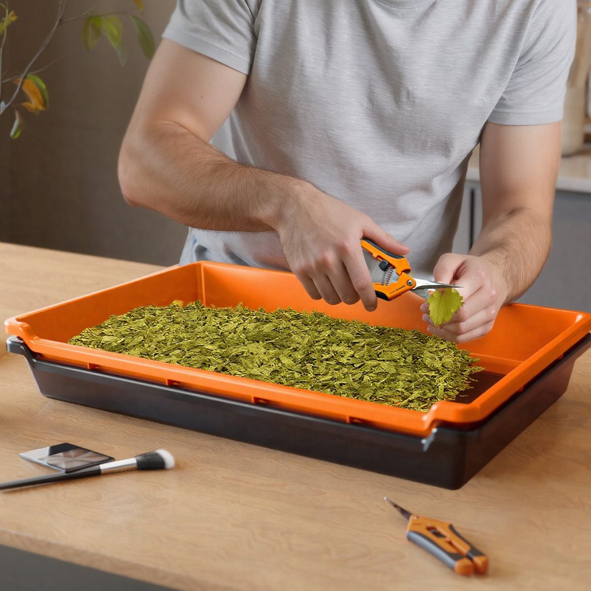 Spider Farmer 2-In-1 Trim Tray 150 Micron 100 Mesh Screen for Pollen & Herb | 2 Pruning Shears | Card Magnifier | Grow Harvest Accessories | Use-Friendly Ergonomic Design