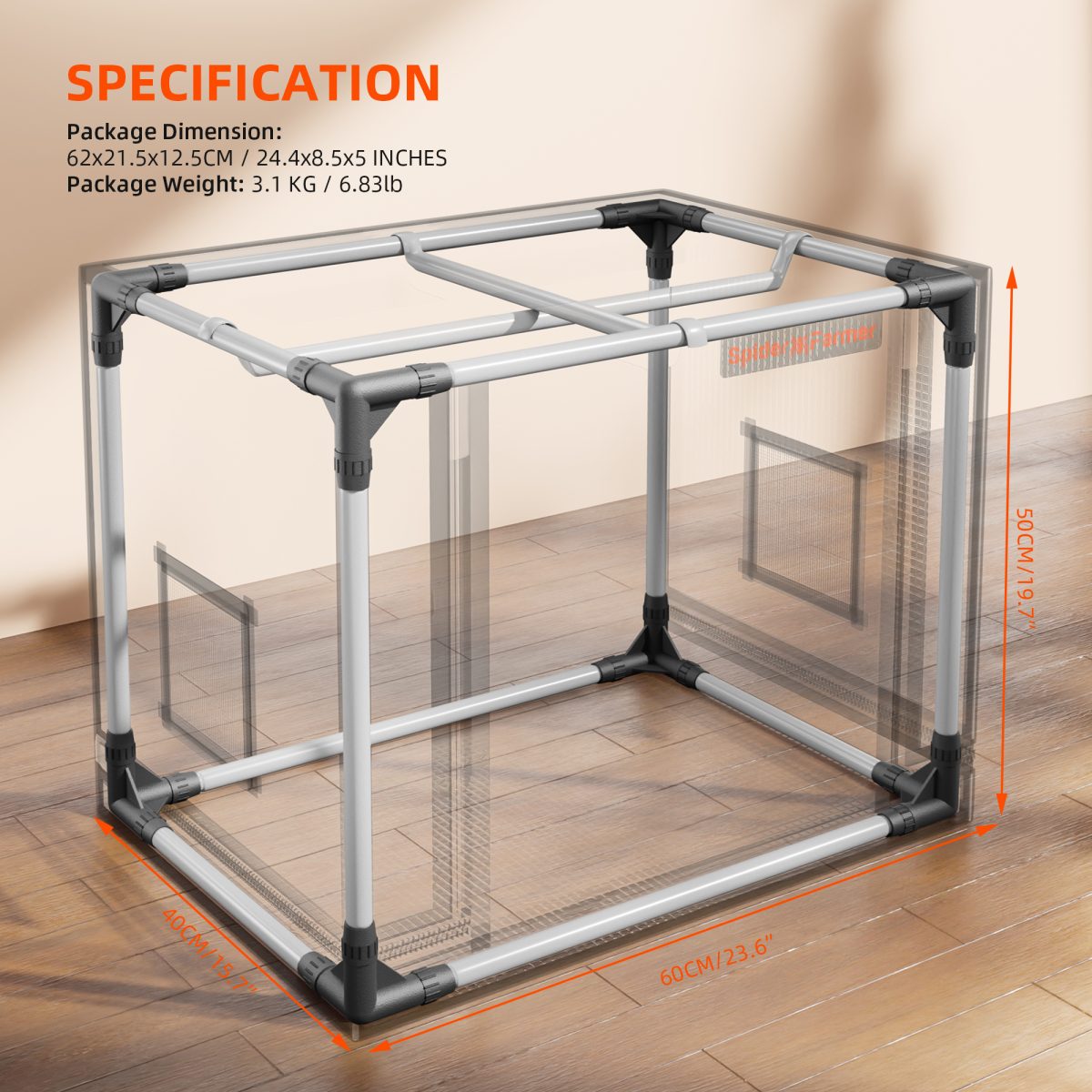 Spider Farmer 24″x16″x20″ - 60cm x 40cm x 50cm Indoor Mini Grow Tent 2000D Oxford Cloth Hydroponics Plant Cloning Growing Seedling Vegetable