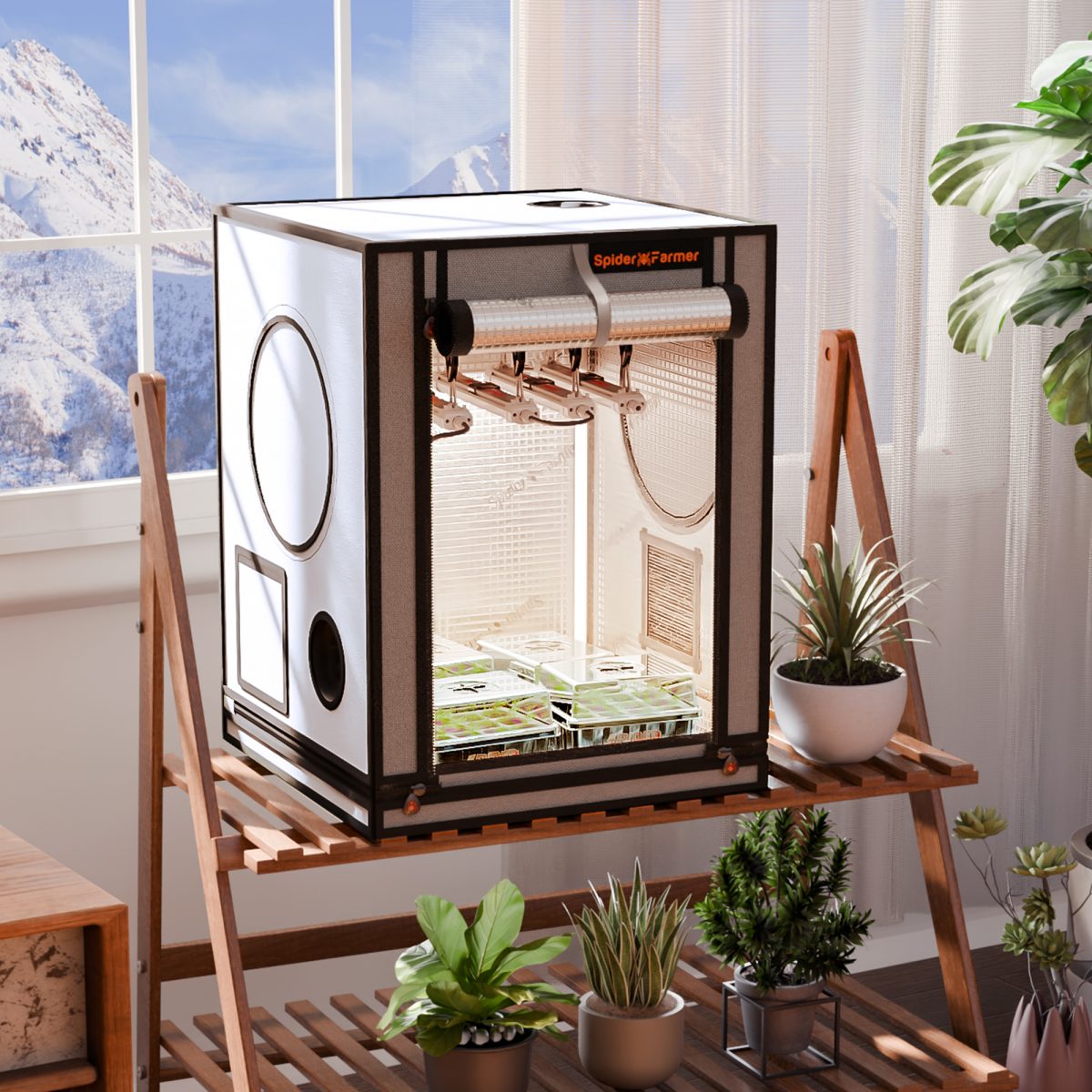 Spider Farmer 24″x24″x32″ 60cm x 60cm x 80cm Indoor Mini Grow Tent 2000D Oxford Cloth Hydroponics Plant Cloning Growing Seedling Vegetable