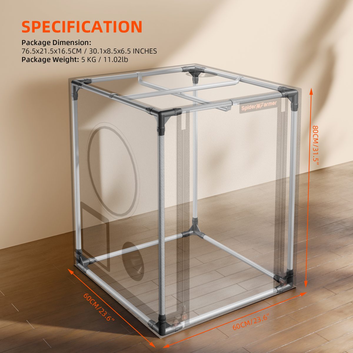 Spider Farmer 24″x24″x32″ 60cm x 60cm x 80cm Indoor Mini Grow Tent 2000D Oxford Cloth Hydroponics Plant Cloning Growing Seedling Vegetable