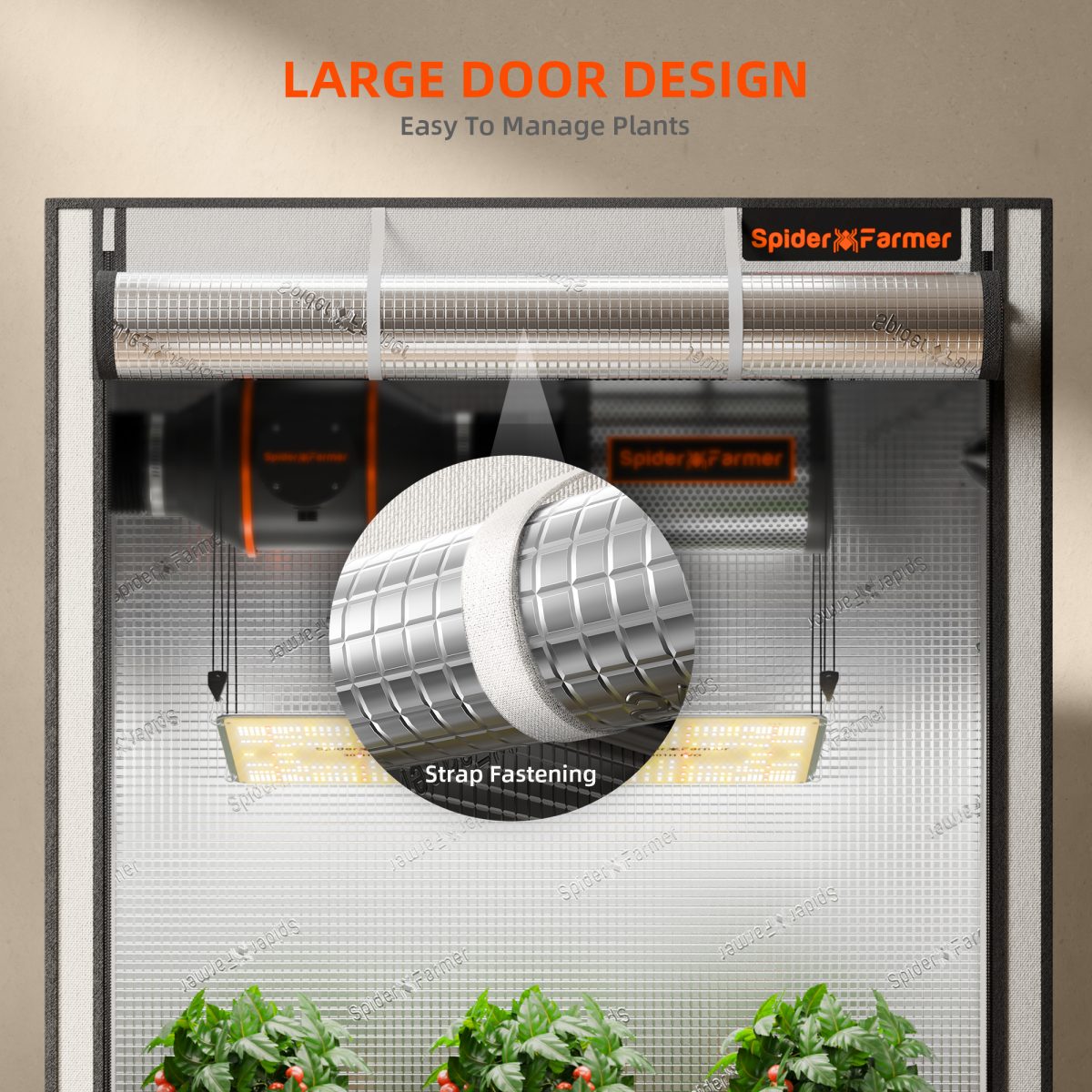 Spider Farmer 2’x2’x6′ 60cm x 60cm x 180cm Pro White Indoor Grow Tent 2000D Oxford Cloth Hydroponics Plant Growing Box