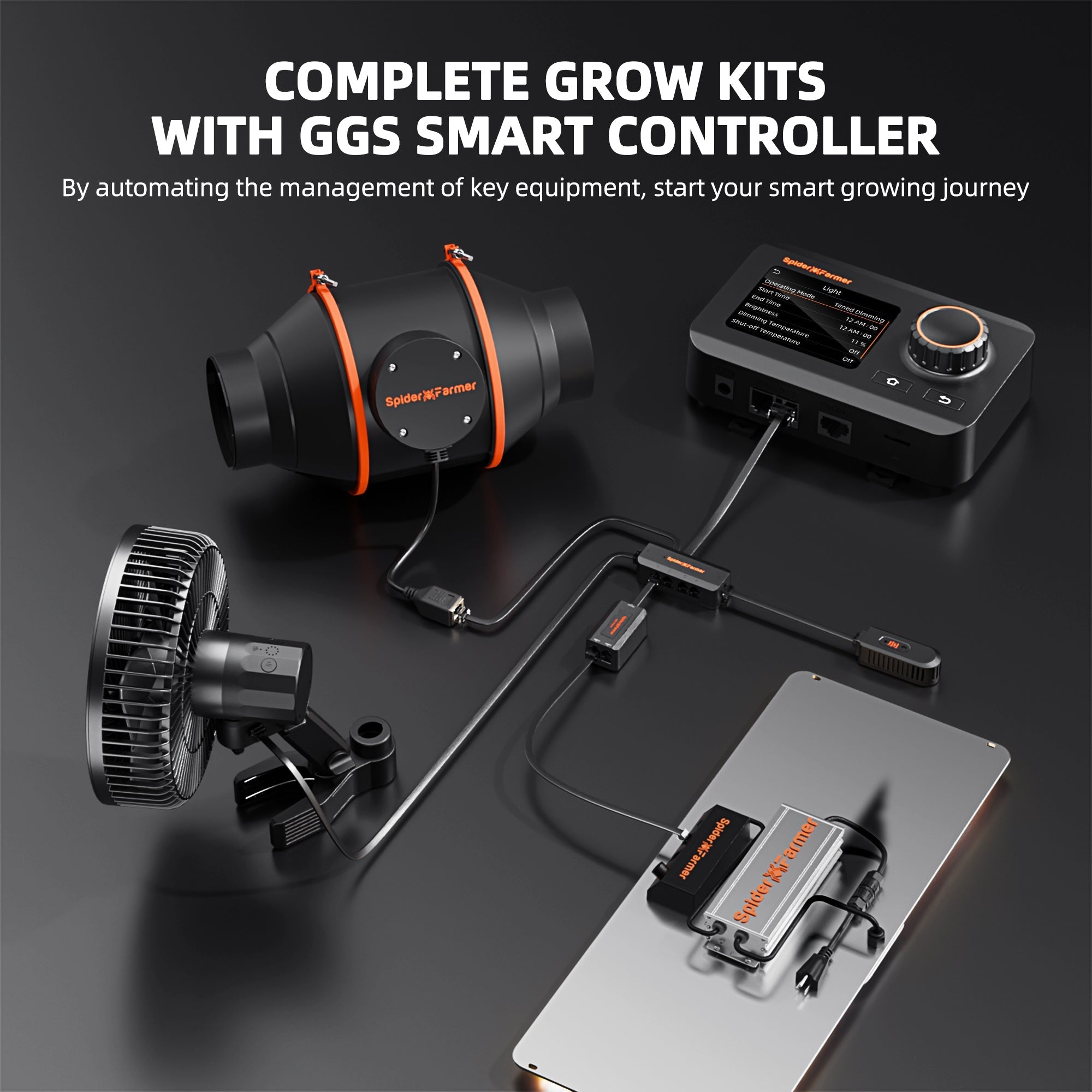 Spider Farmer 2’x4’ Complete Grow Tent Kit丨SF2000 301H EVO Full Spectrum LED Grow Light丨6” Clip Fan丨4” Ventilation System with GGS Controller
