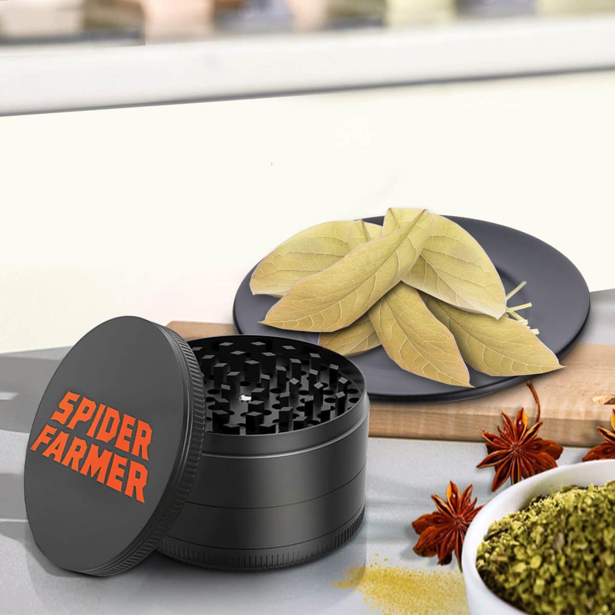 Spider Farmer 3″ Spice Pepper Grinder – 4-Piece Metal Grinder with Magnetic Lid