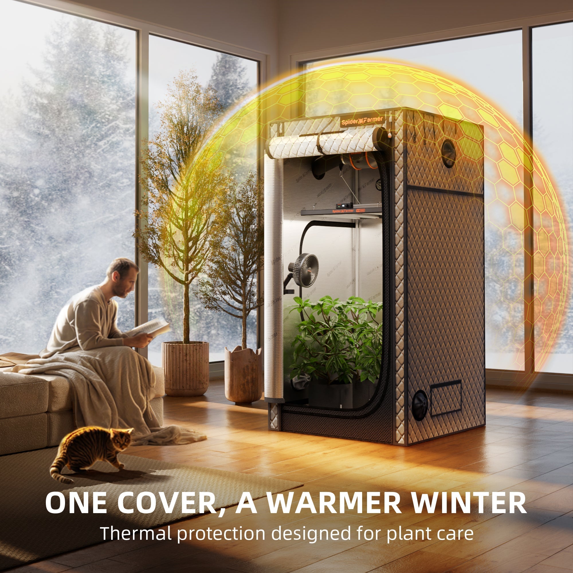 Spider Farmer 3‘x3’ Grow Tent Insulation Cover for Winter – Thermal Liner with Insulation Layer, Observation Window and Ventilation Holes, Optimized for Heat Retention and Energy Efficiency