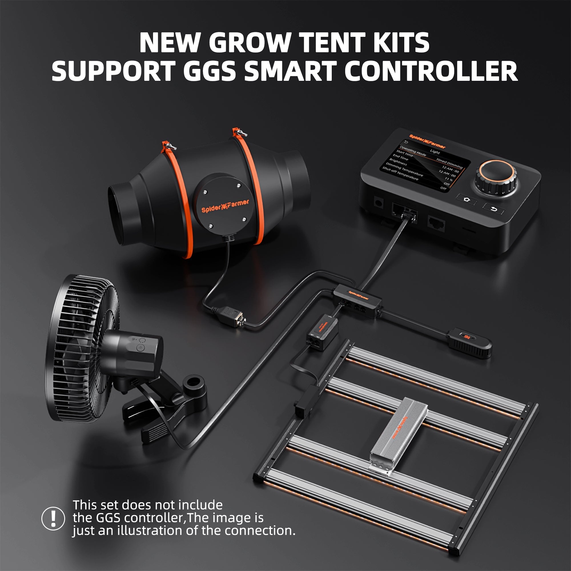 Spider Farmer 3’x3′X6′ Complete Grow Tent Kit丨Newest Version G3000 Full Spectrum LED Grow Light丨 Next-Gen 6” Clip Fan丨4” Ventilation System with Speed Controller(with RJ12 Port)