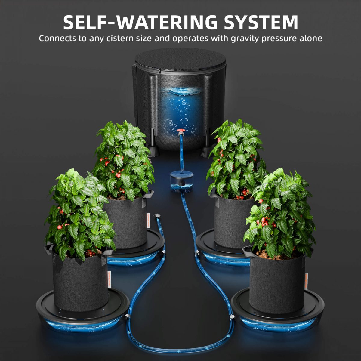 Spider Farmer 4-Pack Gravity-Fed Silent Self-Watering System Kits for Indoor Grow Tents & Greenhouses