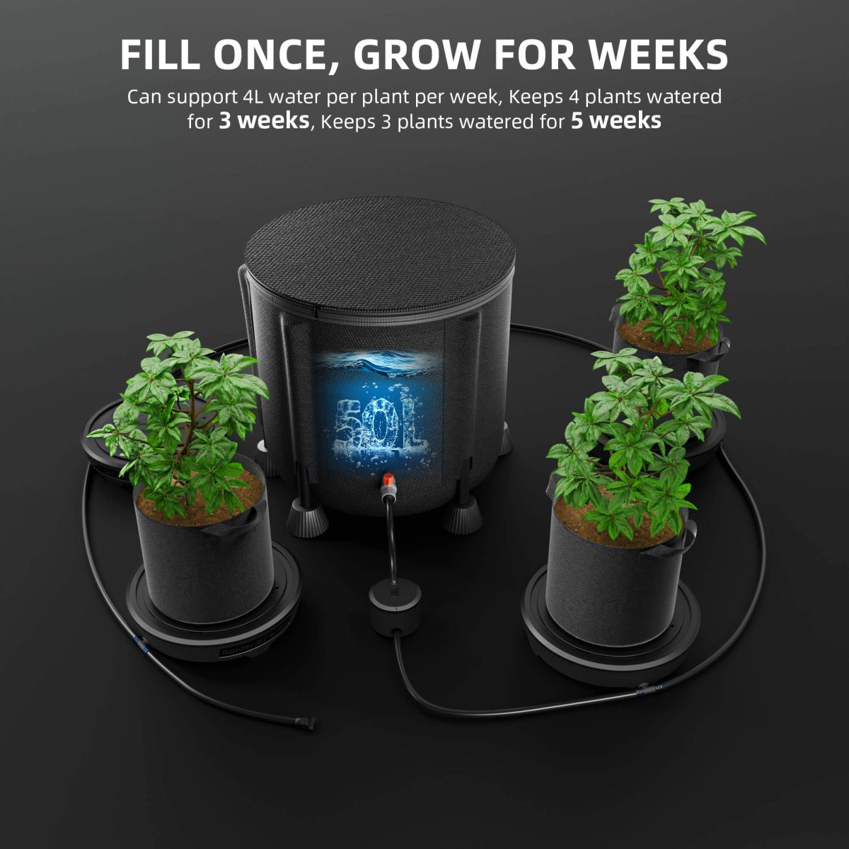 Spider Farmer 4-Pack Gravity-Fed Silent Self-Watering System Kits for Indoor Grow Tents & Greenhouses