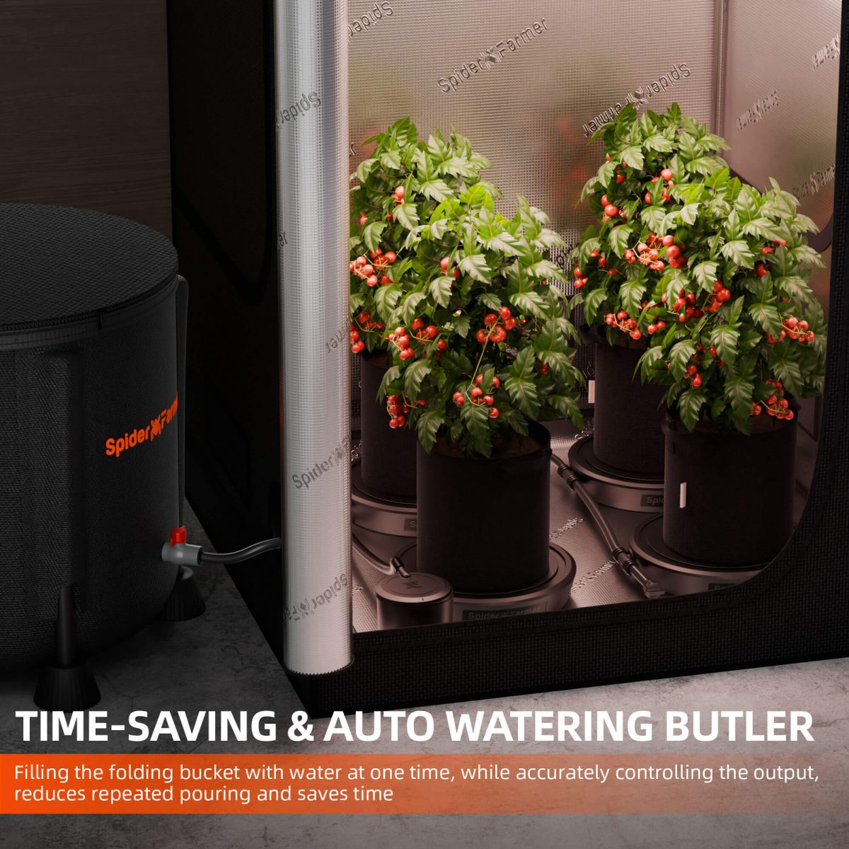 Spider Farmer 4-Pack Gravity-Fed Silent Self-Watering System Kits for Indoor Grow Tents & Greenhouses