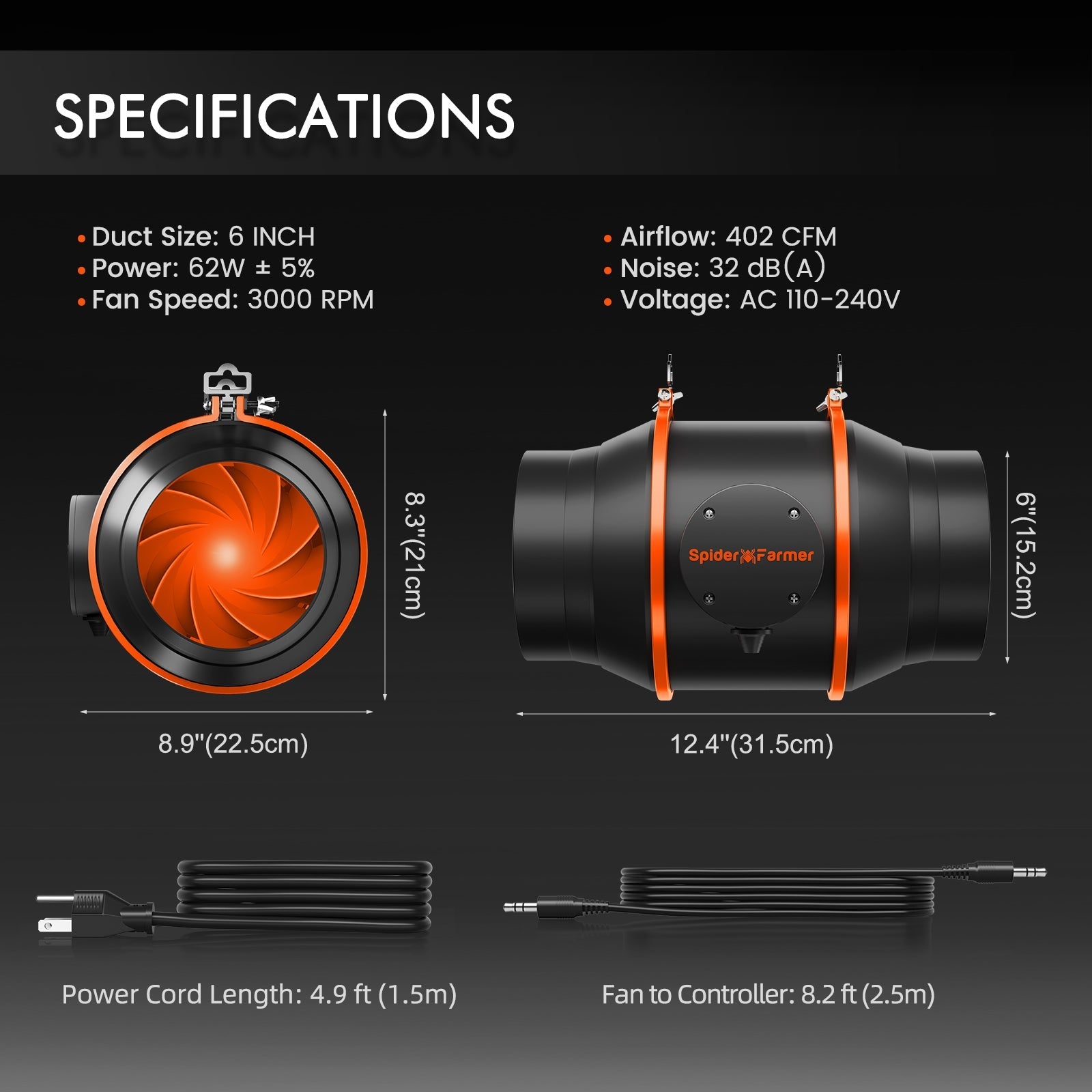 Spider Farmer 4’x4′X6.5′ Complete Grow Tent Kit丨SF4000 301H EVO Full Spectrum LED Grow Light丨6” Clip Fan丨6” Ventilation System with Speed Controller