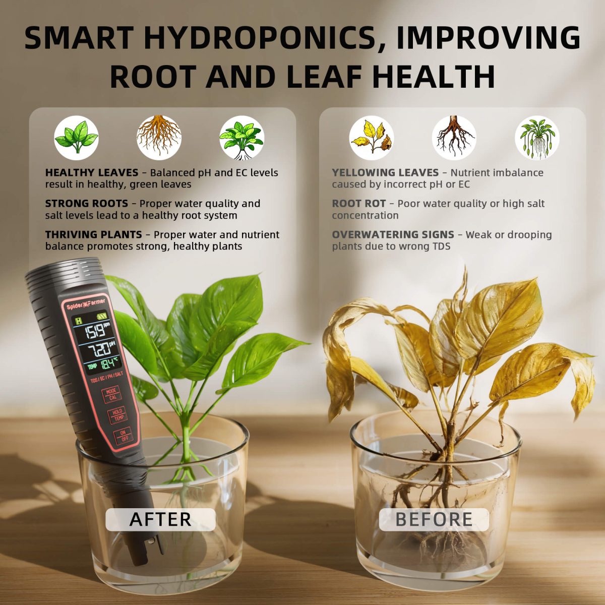Spider Farmer 5-in-1 pH Hydroponic Meter Kit