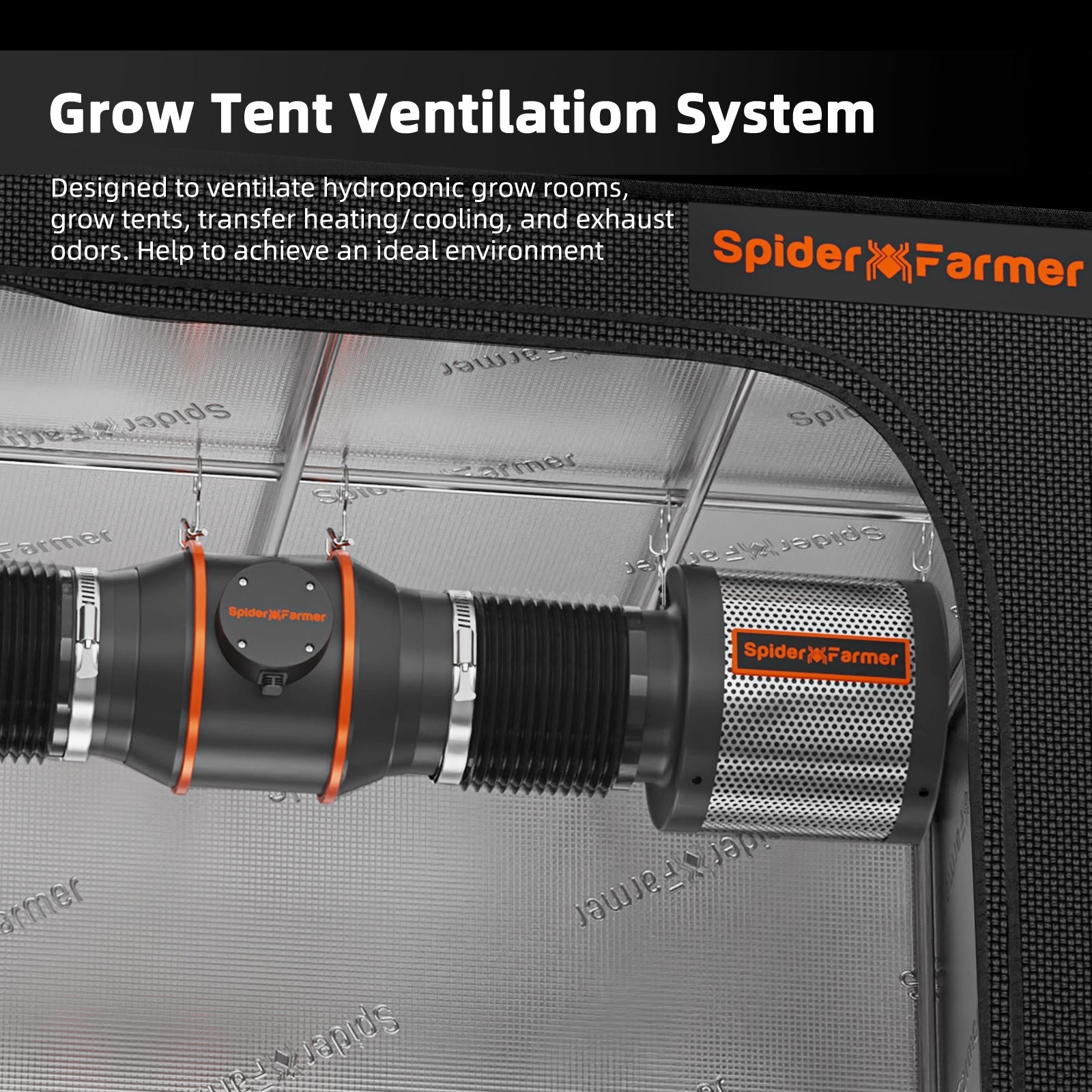 Spider Farmer 6” Inline Fan Kits 402CFM with GGS Controller Carbon Filter & Ducting Combo Grow Tent Ventilation System