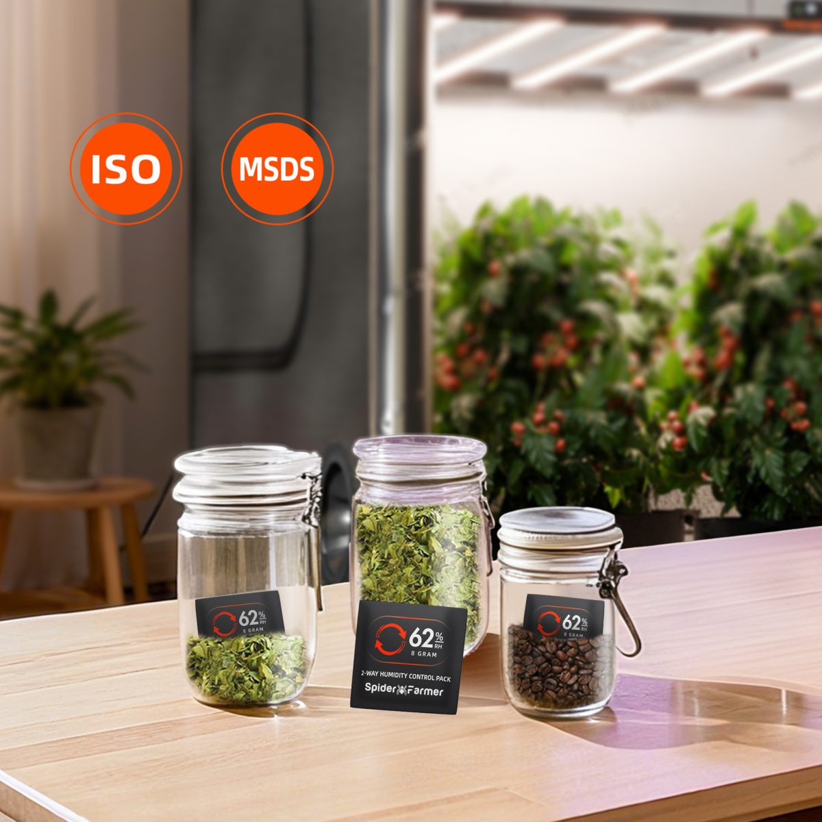 Spider Farmer 62% RH 8g 2-Way Humidity Control Packs | 10 Packs | Each for Storing 1 oz | Moisture Balance for Herbs, Cigar, Food & Wood Products Fresh Storage | Great for Small Storage Containers, Mason jars
