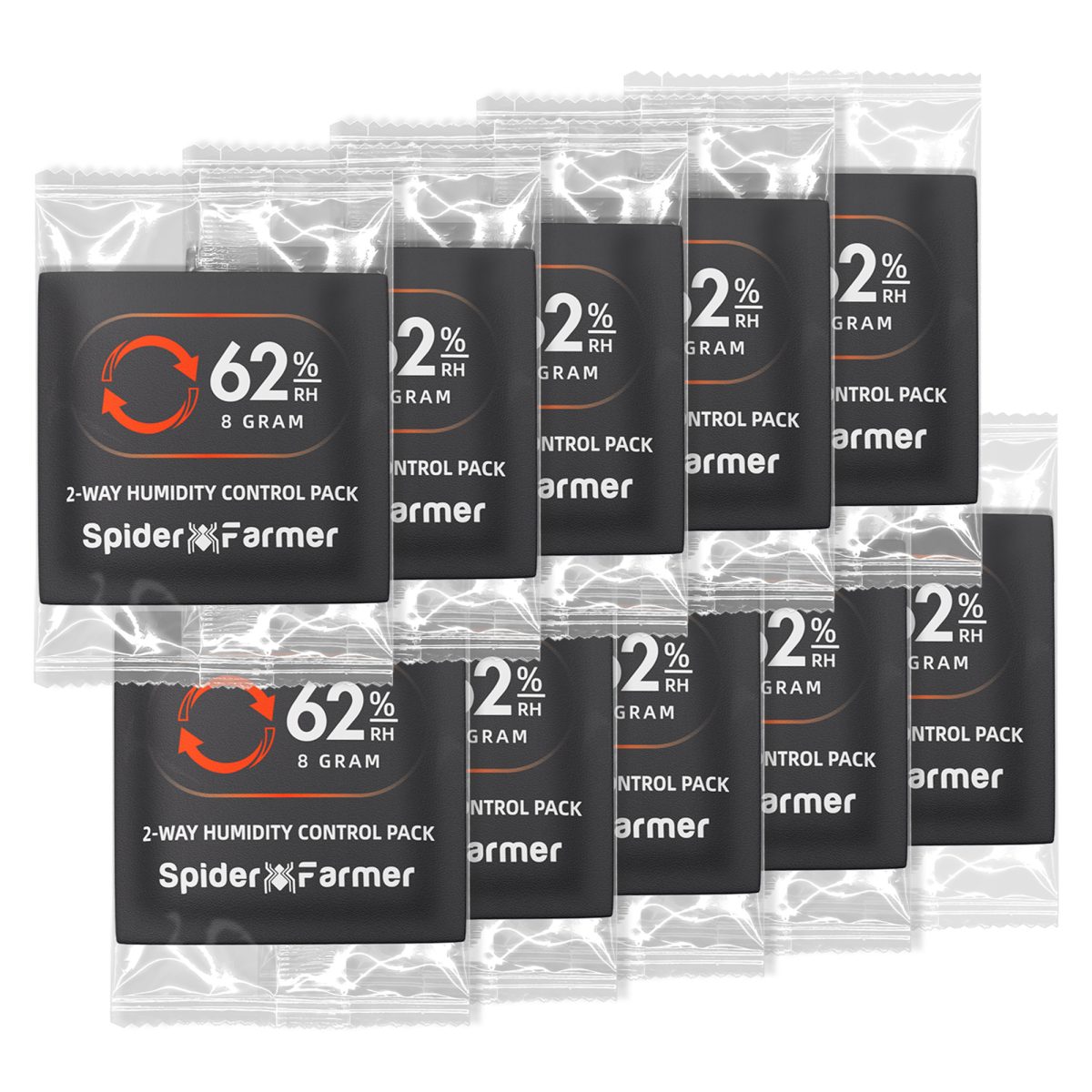 Spider Farmer 62% RH 8g 2-Way Humidity Control Packs | 10 Packs | Each for Storing 1 oz | Moisture Balance for Herbs, Cigar, Food & Wood Products Fresh Storage | Great for Small Storage Containers, Mason jars