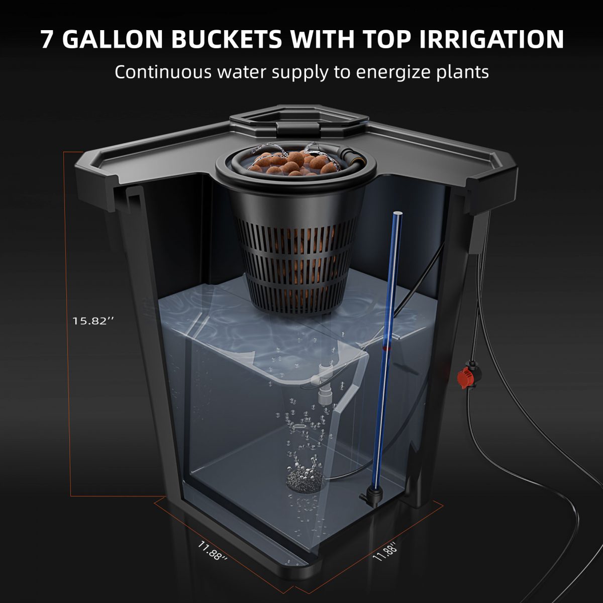Spider Farmer DWC Hydroponics Grow System with Top Drip Kit 7 Gallon Deep Water Culture with 15W Air Pump 4 Buckets