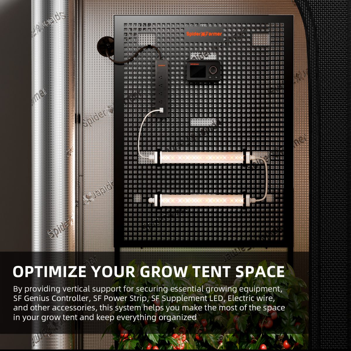 Spider Farmer Genius Grow System Gear Board for Grow Tent – Wall-Mounted Organizer for Controllers & Power Supplies