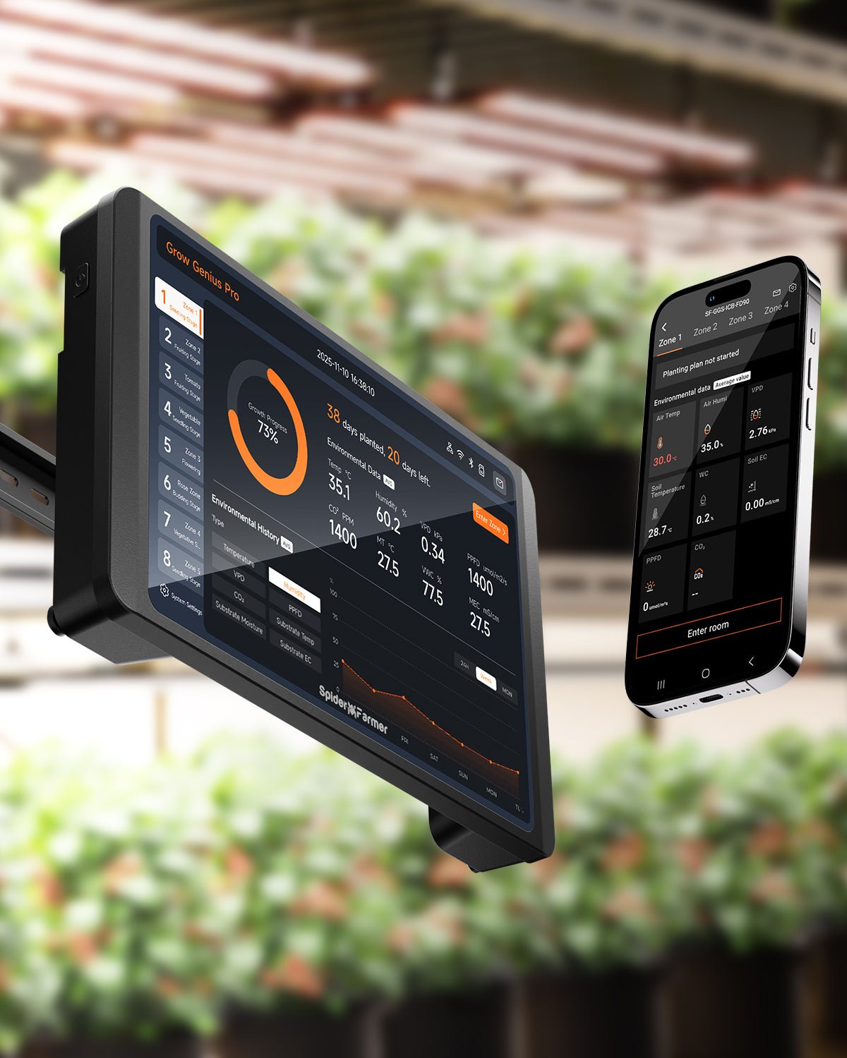 Spider Farmer GGS Pro Controller Kits | Integrated Climate Management of 8 Large-Scale Independent Grow Spaces | Ideal for Industrial & Commercial Grow planners| Temperature, Humidity, VPD Monitoring, Scheduling, Data Tracking, Bluetooth & WiFi
