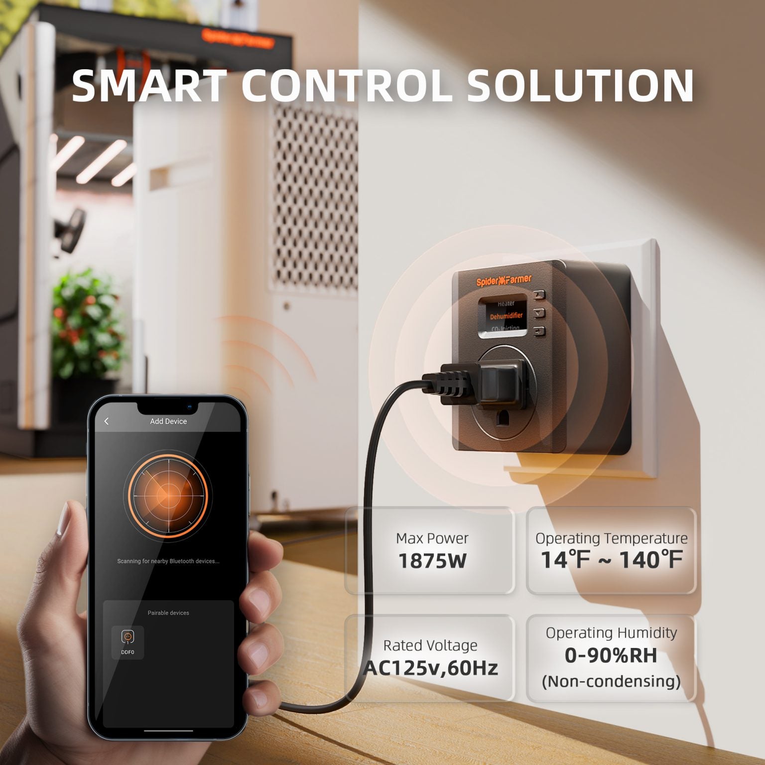 Spider Farmer S-Station | Wi-Fi & Bluetooth Smart Plug 1875W 15A for Indoor Growing, Supports Temperature & Humidity Sensor-Based Automation, Special Designed for Non-Spider Farmer Devices Connection and Smart Control via Spider Farmer APP