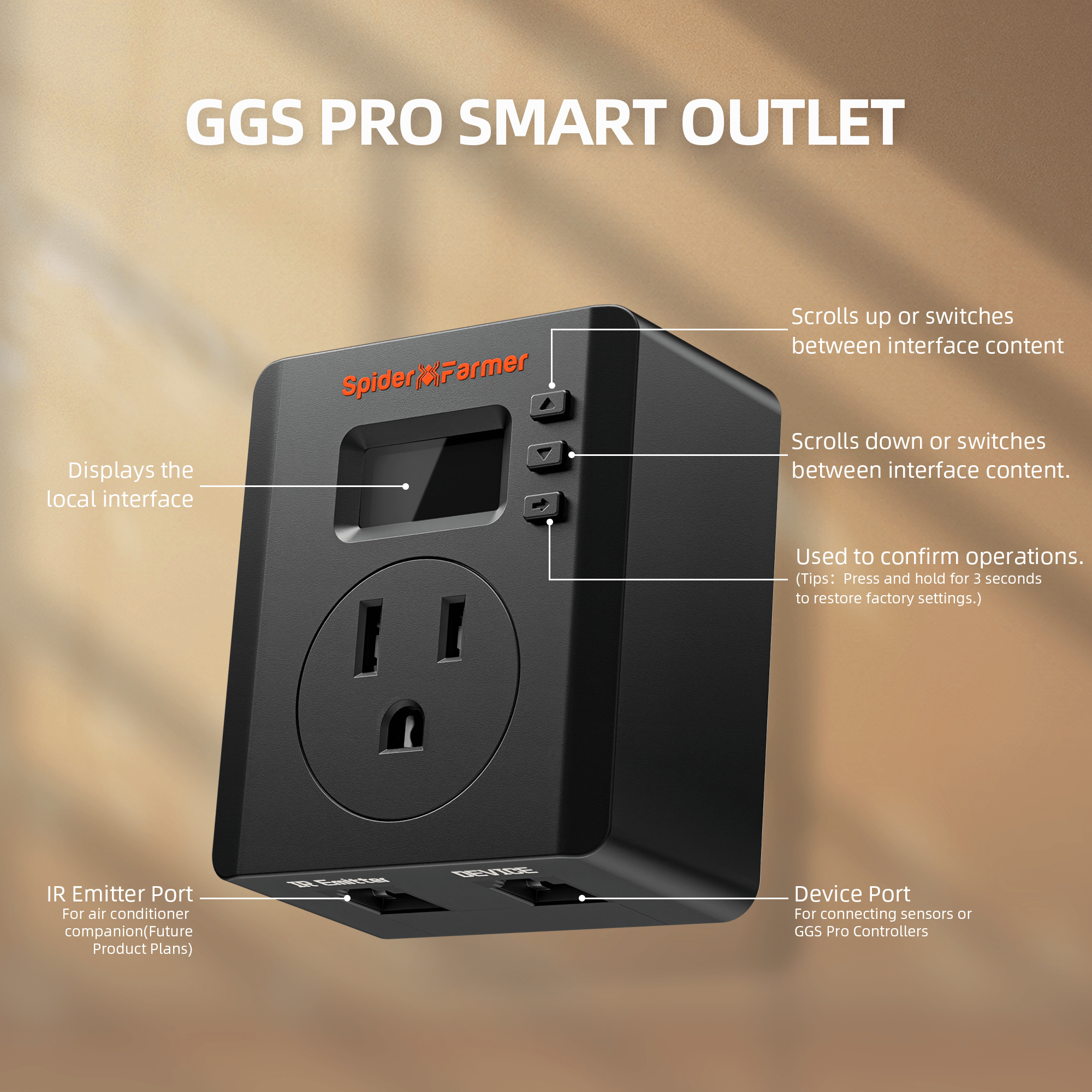 Spider Farmer S-Station | Wi-Fi & Bluetooth Smart Plug 1875W 15A for Indoor Growing, Supports Temperature & Humidity Sensor-Based Automation, Special Designed for Non-Spider Farmer Devices Connection and Smart Control via Spider Farmer APP