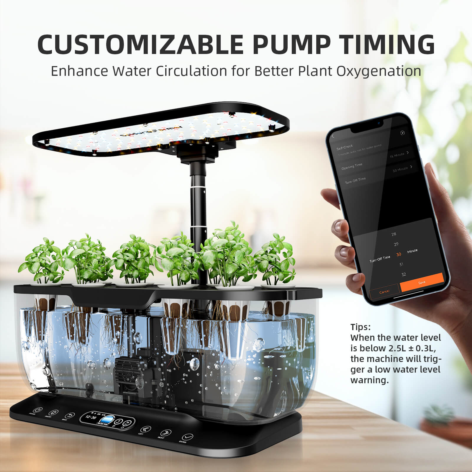 Spider Farmer SmartG12 Hydroponic Gardening System Kit, APP & Wifi Controlled, 36W LED Grow Light, 12 Pods Indoor Herb Garden, 6L Water Tank