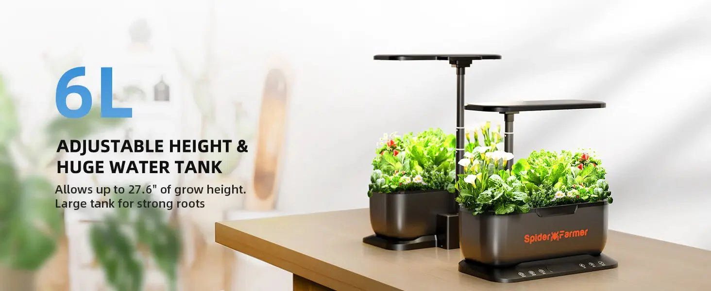 Spider Farmer SmartG12 Hydroponic Gardening System Kit, APP & Wifi Controlled, 36W LED Grow Light, 12 Pods Indoor Herb Garden, 6L Water Tank